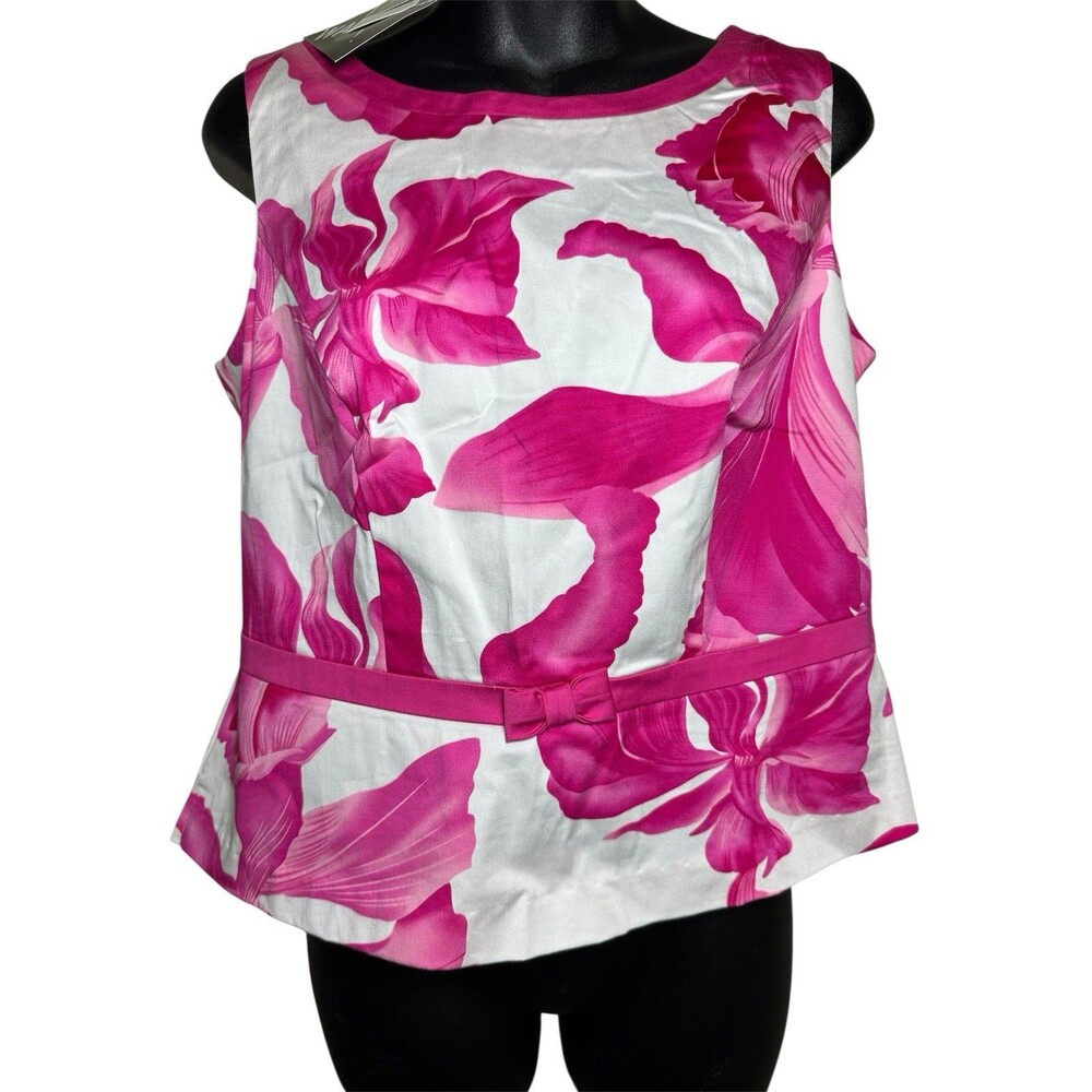 Miss Dorby Sleeveless Top Brigh Pink Floral Print Women’s Petite 10P NWT